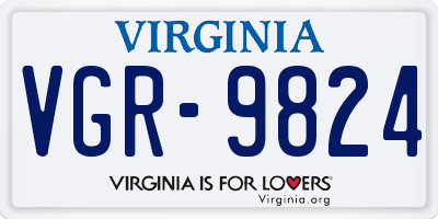 VA license plate VGR9824