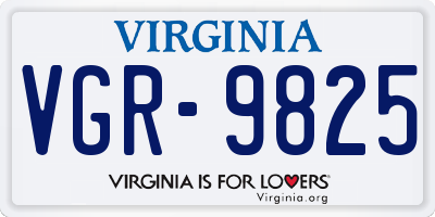 VA license plate VGR9825