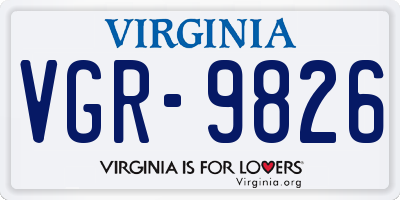 VA license plate VGR9826