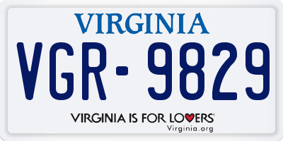 VA license plate VGR9829
