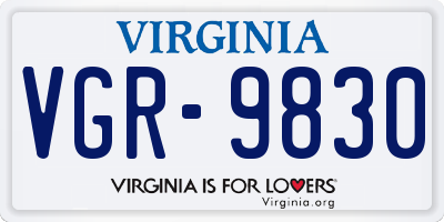 VA license plate VGR9830
