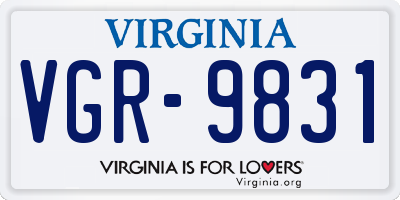 VA license plate VGR9831
