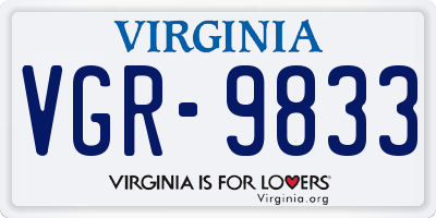 VA license plate VGR9833