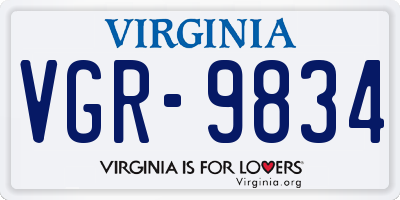 VA license plate VGR9834