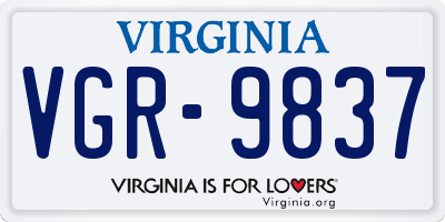 VA license plate VGR9837