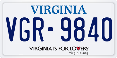 VA license plate VGR9840