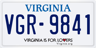 VA license plate VGR9841