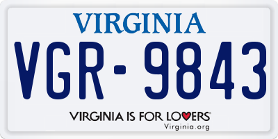 VA license plate VGR9843