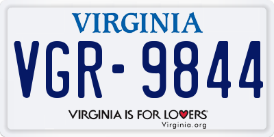 VA license plate VGR9844