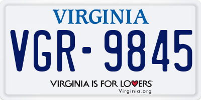 VA license plate VGR9845