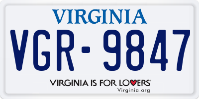 VA license plate VGR9847
