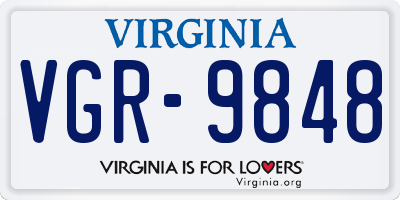 VA license plate VGR9848