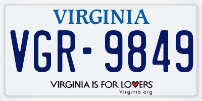 VA license plate VGR9849