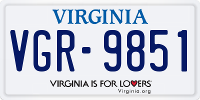 VA license plate VGR9851