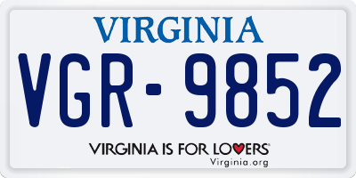 VA license plate VGR9852