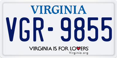 VA license plate VGR9855