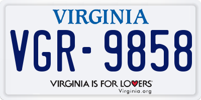 VA license plate VGR9858