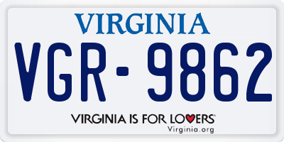 VA license plate VGR9862