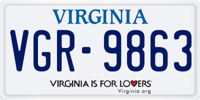 VA license plate VGR9863
