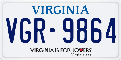 VA license plate VGR9864