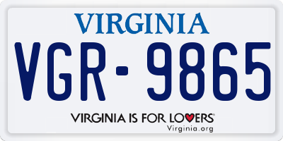 VA license plate VGR9865