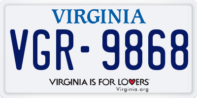 VA license plate VGR9868