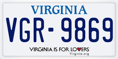 VA license plate VGR9869