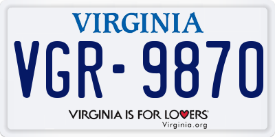 VA license plate VGR9870