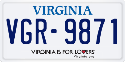 VA license plate VGR9871