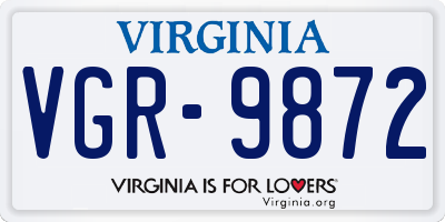 VA license plate VGR9872