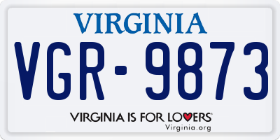 VA license plate VGR9873