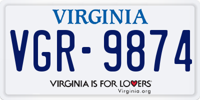 VA license plate VGR9874
