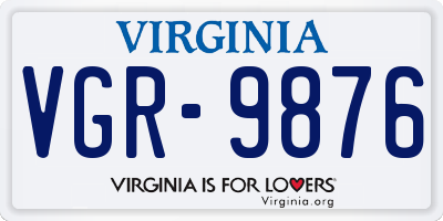 VA license plate VGR9876