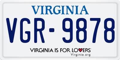 VA license plate VGR9878