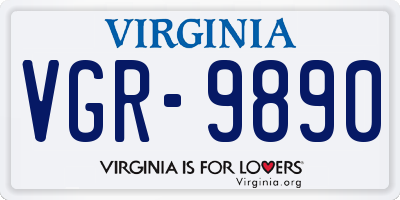 VA license plate VGR9890