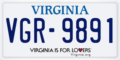 VA license plate VGR9891