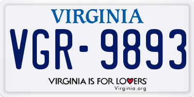 VA license plate VGR9893