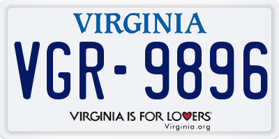 VA license plate VGR9896