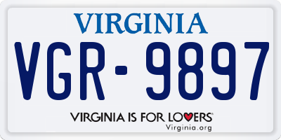 VA license plate VGR9897