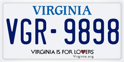 VA license plate VGR9898