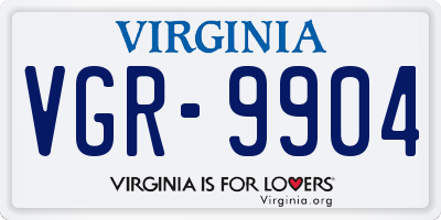 VA license plate VGR9904
