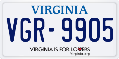 VA license plate VGR9905