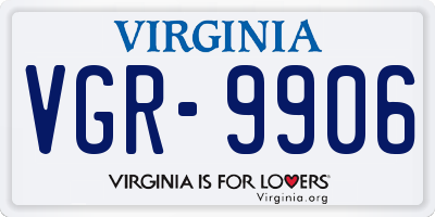 VA license plate VGR9906