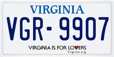 VA license plate VGR9907
