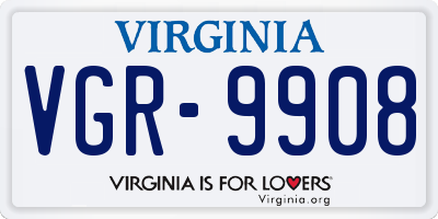VA license plate VGR9908