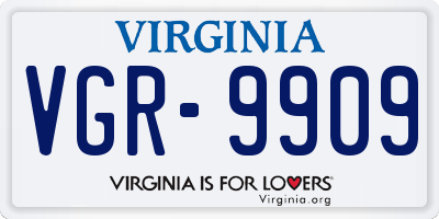VA license plate VGR9909