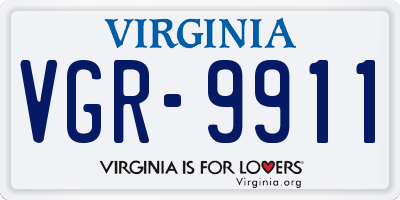 VA license plate VGR9911