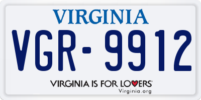 VA license plate VGR9912