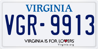 VA license plate VGR9913