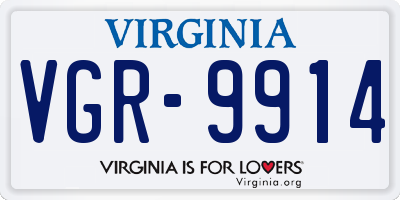 VA license plate VGR9914